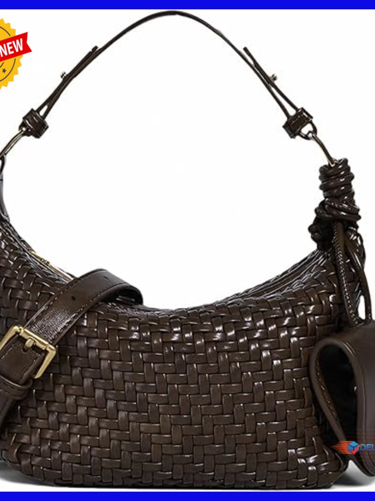 Handwoven Leather Hobo Crossbody Bag, Adjustable Strap, Zippered Compartment